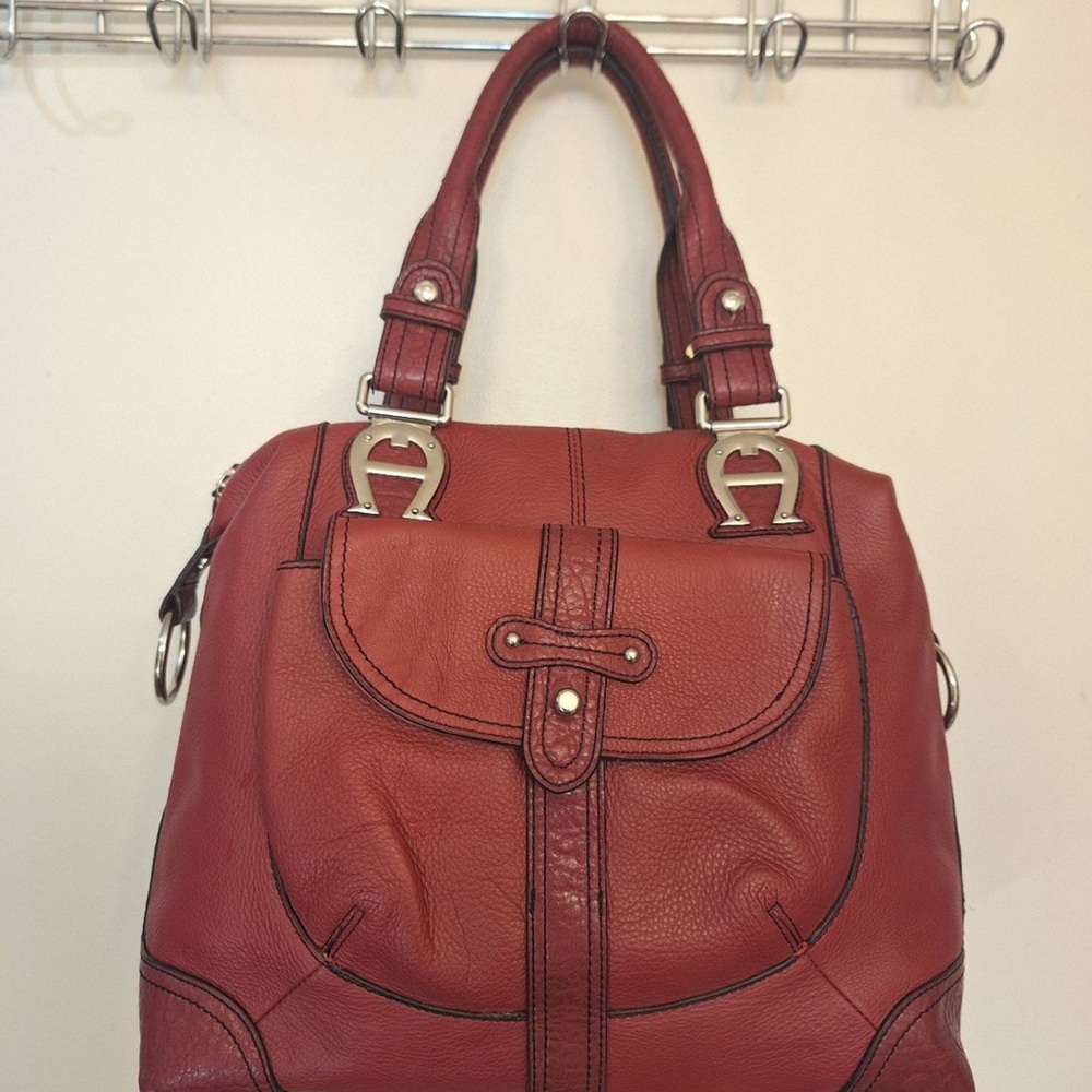 Etienne Aigner Burgundy Leather Shoulder Bag